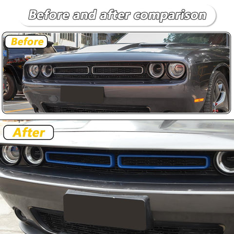 Front Grill Mesh Grille Inserts Trim Cover For Dodge Challenger 2015+ Accessories | CheroCar