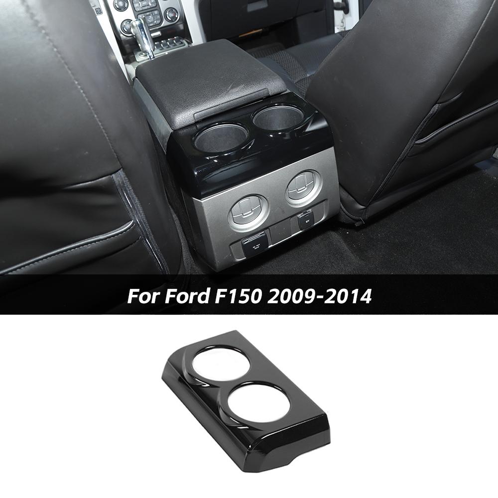 Armrest Box Rear Cup Holder Panel Trim Cover – For Ford F150 2009-2014 (Black)