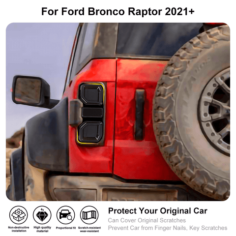 6PCS Rear Tail Light Led Lamp Cover Guard Trim Decor For Ford Bronco Raptor 2021+ Accessories Smoked Black | CheroCar