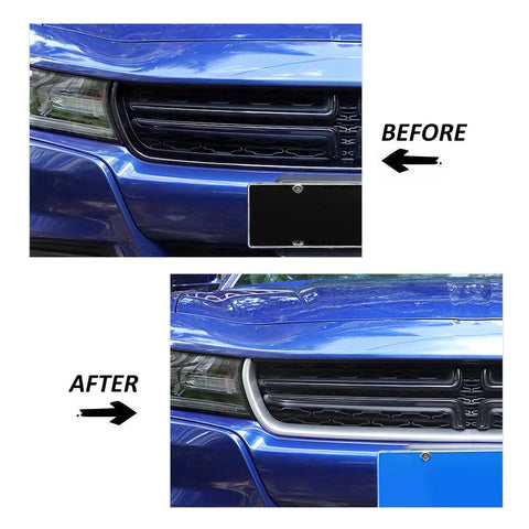 Front Center Grille Grill Cover Trim Strips For Dodge Charger 2015+ Accessories | CheroCar