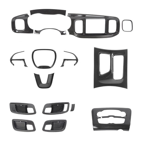 15pcs/set Full Set Interior Cover Trim Decor Kit For Dodge Charger 2015+ Carbon Fiber｜CheroCar