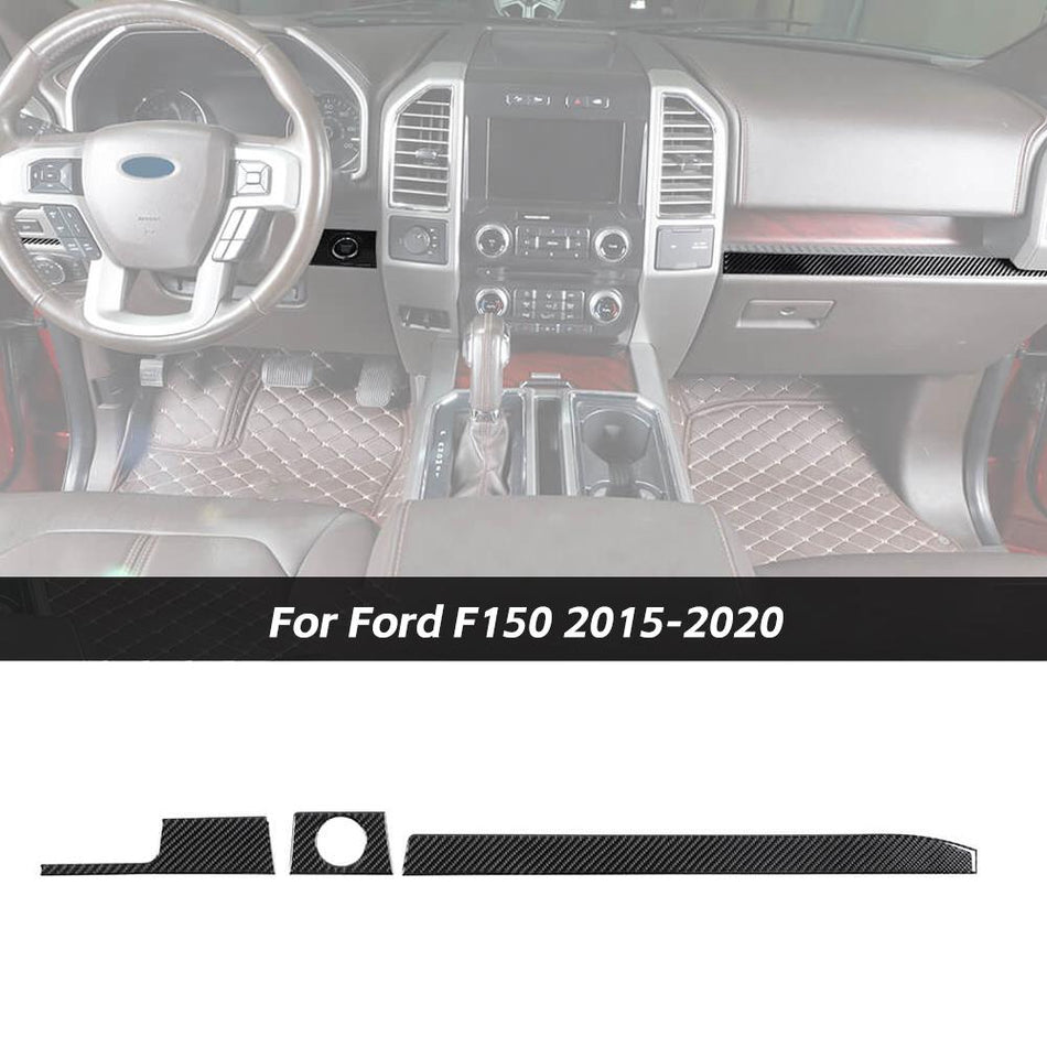 For Ford F150 2015-2020 Soft Carbon Fiber Center Console Dashboard Trim Sticker