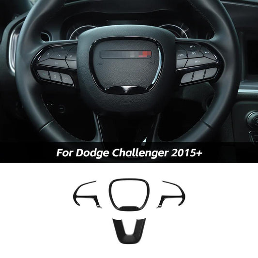 Steering Wheel Decor Cover Trim for Dodge Challenger & Charger 2015+ & Durango 2014+ Black｜CheroCar