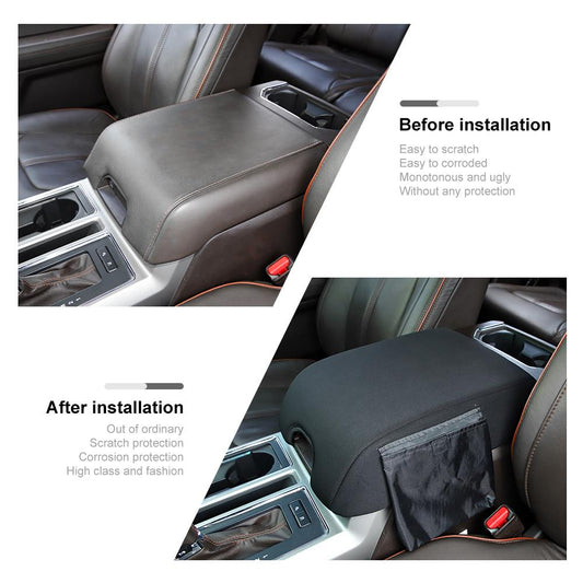 Central Console Armrest Box Cover Black For Ford F150 Cloth 2015-2020 Accessories | CheroCar