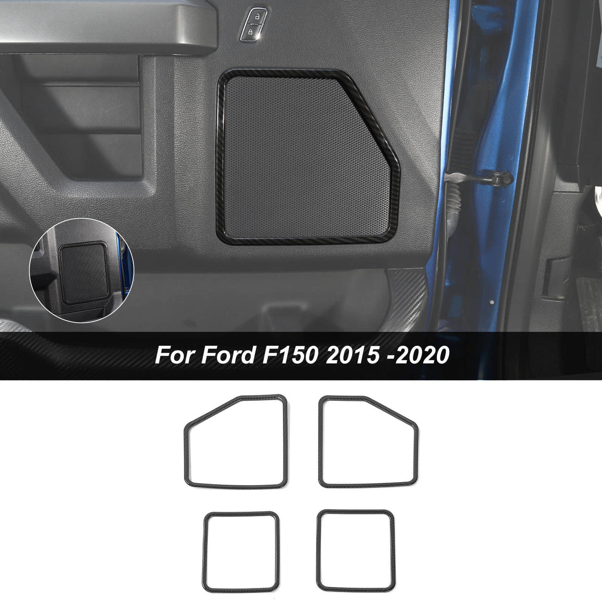 For 2015-2020 Ford F150 Front & Rear Door Speaker Cover Frame Trim Kit