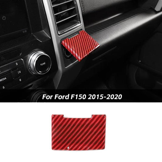 For Ford F150 2015-2020 Red Carbon Fiber Central Electrical Outlet Power Socket Cover Trim  Accessories | CheroCar