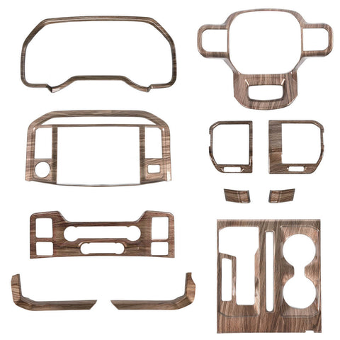 11pcs/set Interior Decoration Trim Kit For 2021+ Ford F150 Accessories Wood Grain｜CheroCar