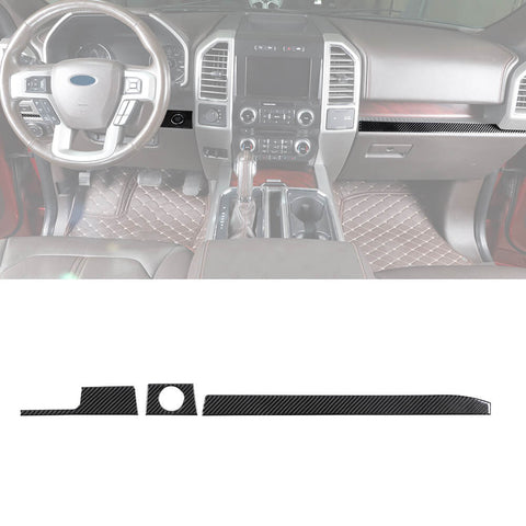 Soft Carbon Fiber Center Console Dashboard Trim Sticker for Ford F-150 2015-2020｜CheroCar