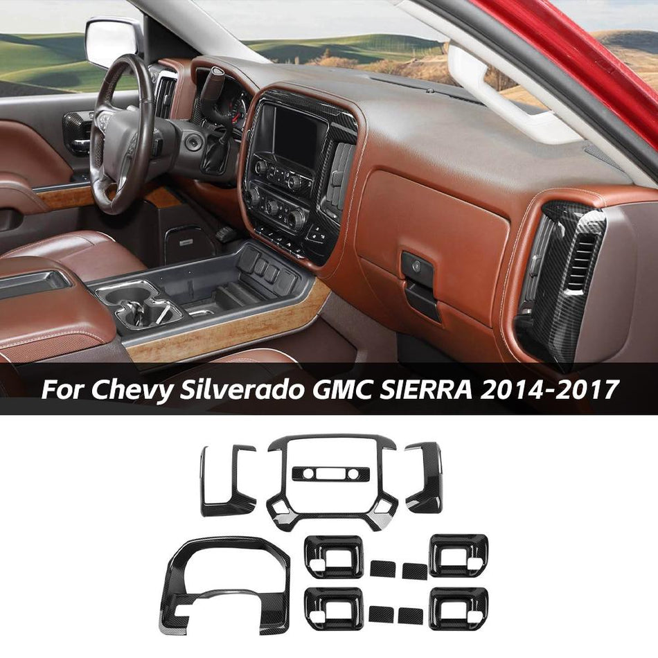 For 2014-2018 Chevy Silverado GMC SIERRA 13PCS Central Control Interior Decoration Trim Kit