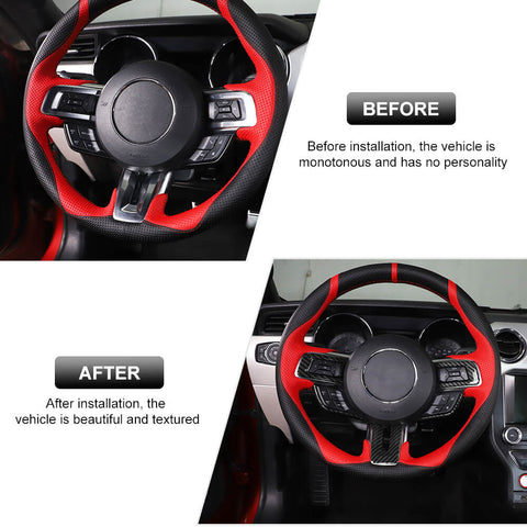 Car Steering Wheel Trim Decor Cover For Ford Mustang 2015+ Accessories | CheroCar