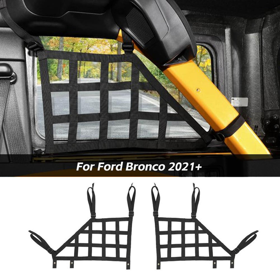 For 2021+ Ford Bronco 4 Doors Rear Side Cargo Restraint Net Mesh Protective
