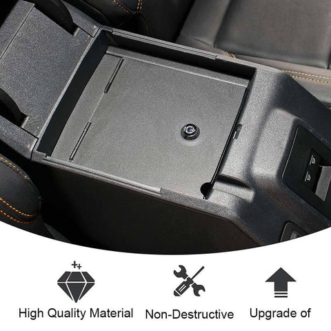 Center Console Armrest Lock Storage Box Design With Key For Ford Bronco 2021+ Accessories Black | CheroCar