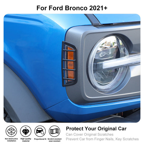 Exterior Front Side Light Lamp Cover Trim Frame Guard For 2021+ Ford Bronco｜CheroCar