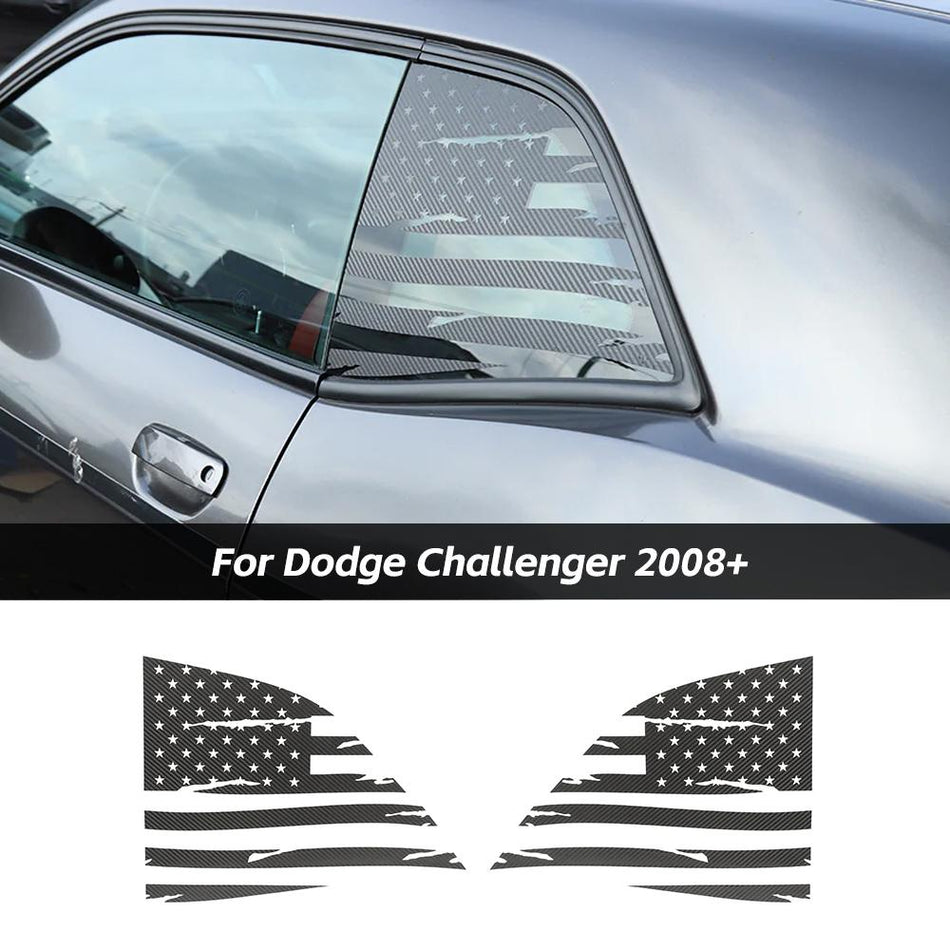 For 2008+ Dodge Challenger USA Flag Rear Window Sticker Decals Trim
