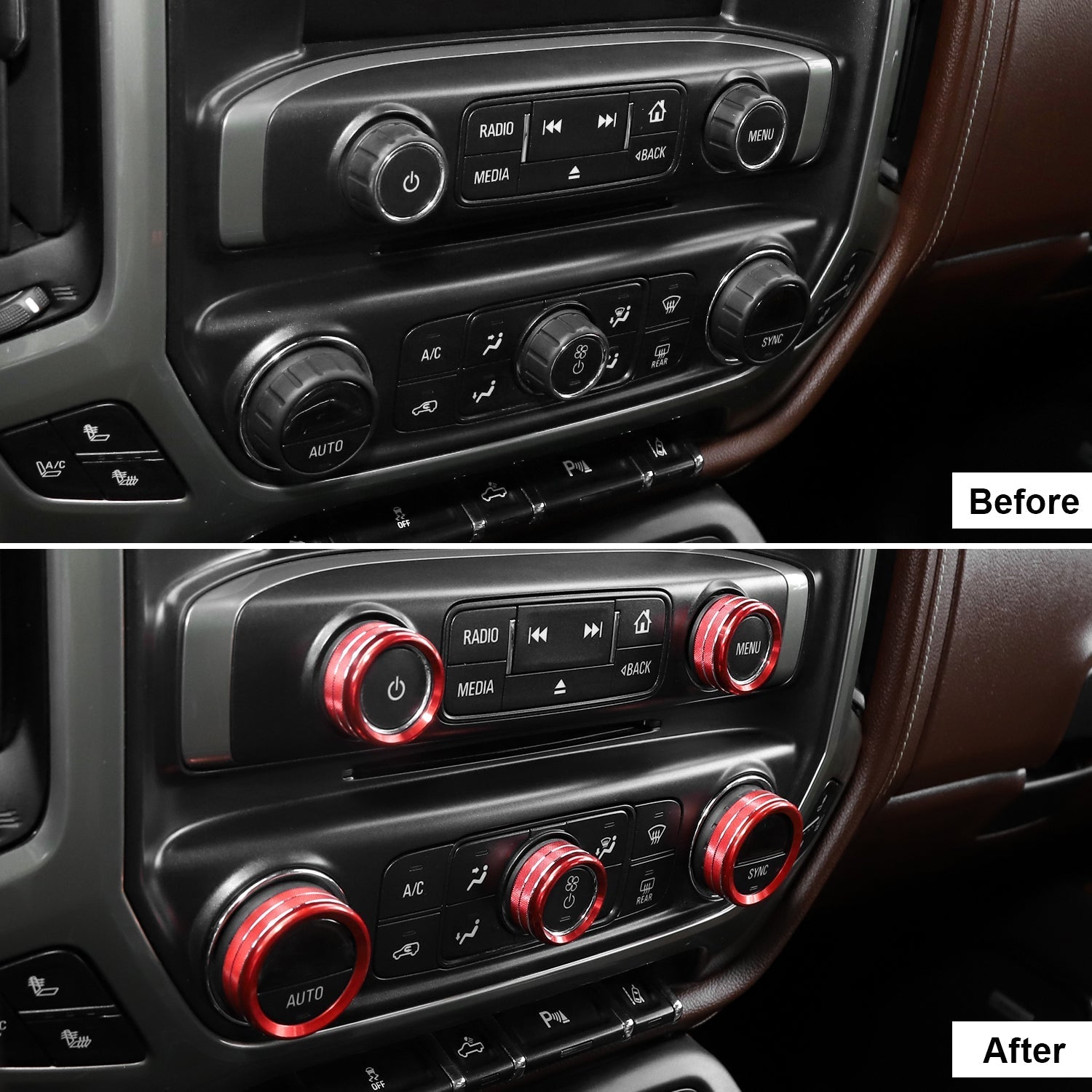 Bezel Dm Control Center Console Control Switch Knob Cover Trim Bezels For 2014-2018 ...