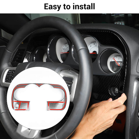thumbnail image 2 of CheroCar ABS Carbon Fiber Dash Cover – For Dodge Challenger 2009-2014, Instrument Panel Trim, 1 Yr Warranty 2 of 6